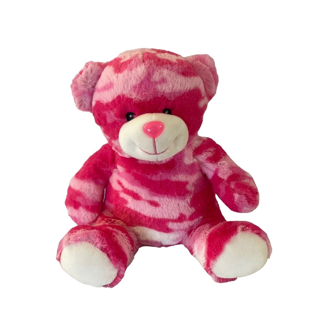 Plushology Pink Camo Teddy Bear‎ Sitting Up Adorable Soft